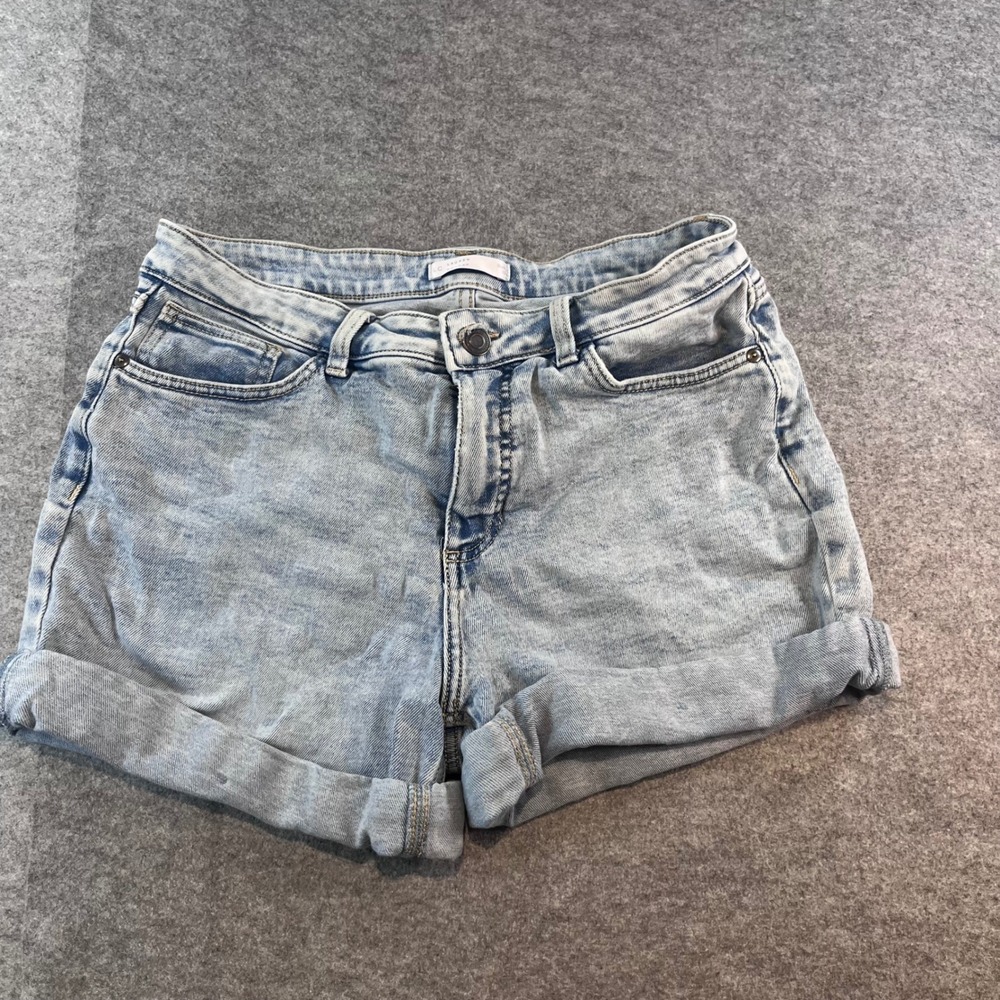 LC Lauren Conrad Women Denim Shorts Light Wash Acid Boho Festival 10 Cuffed